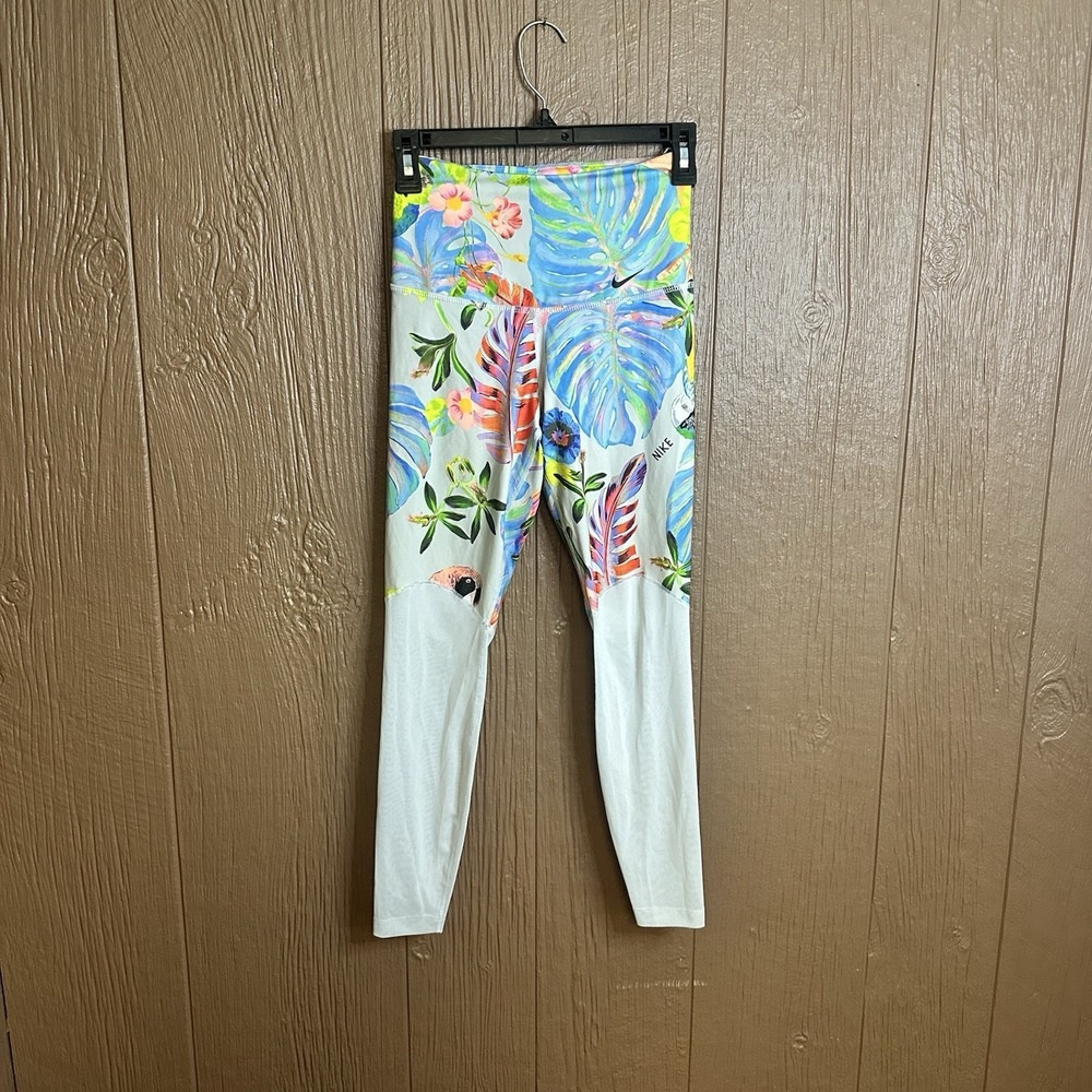 Nike Tropical Hyper Femme Power Leggings Mesh High Rise Size XS Athletic Gym